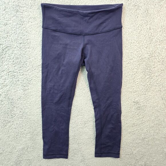 Lululemon Women's Blue Cropped Leggings Pockets Size 4 - Picture 1 of 9